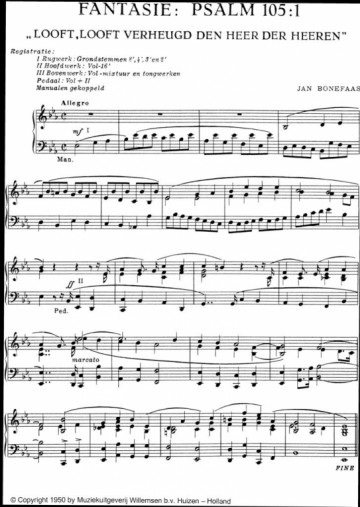 Bonefaas, Jan - Fantasie over Psalm 105: 1