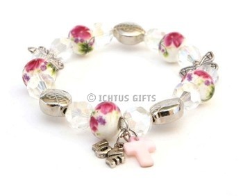 Armband sara lilaroze glasparels 10mm  - Nieuw!