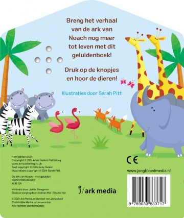 9789033833717 de ark van noach mnet geluiden geluidenboek jongbloed ark media 9789033833717 back