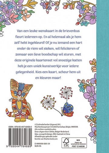 9789044764680 wenskaarten om in te kleuren i love cats 2