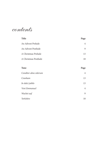 Content four useful preludes for advent and christmas