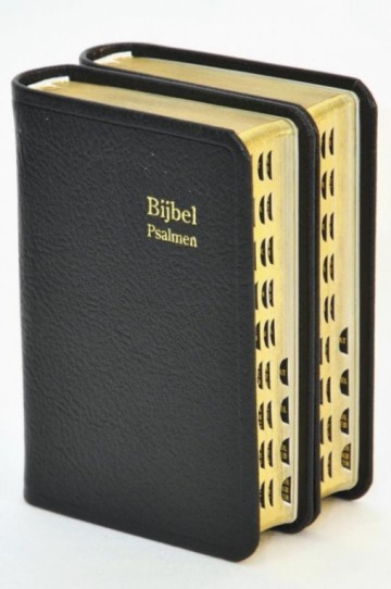 Kleine GBS zakbijbel - D34R - Leer, goudsnee, duimgrepen