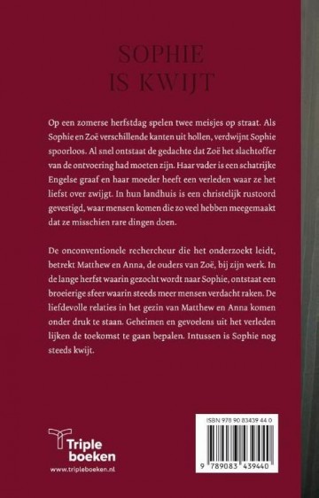 Els van weijen 9789083439440 sophie is kwijt 9789083439440 achterkant els van weijen