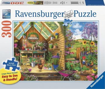 Gardeners getaway 300pc ravensburger jason taylor artist gardeners getaway blik in het tuinhuis