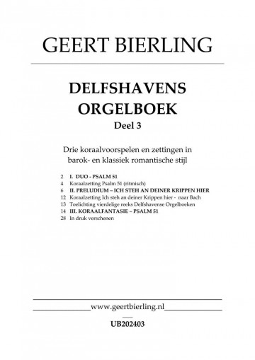 Geert bierling delfshavens orgelboek 3   notenschrift geert bierling delfshavens orgelboek deel 3 inhoud