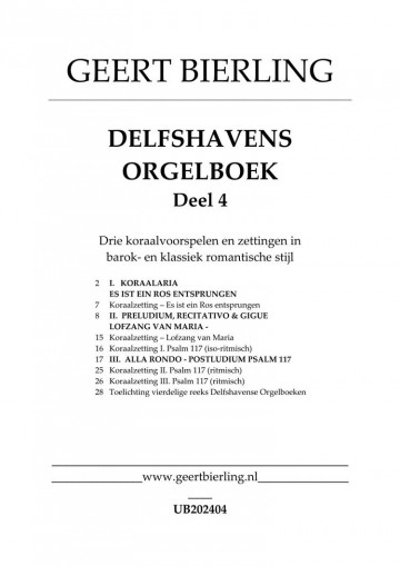 Geert bierling delfshavens orgelboek 4   notenschrift geert bierling delfshavens orgelboek deel 4 inhoud