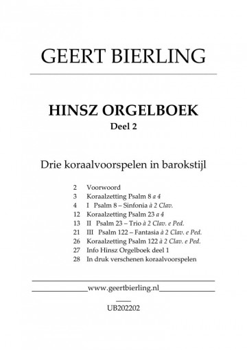 Geert bierling hinsz orgelboek 2   voorbeeld 2 notenschrift geert bierling hinsz hinz orgelboek deel 2 psalm 8  23  122 inhoud