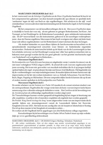 Geert bierling marcussen orgelboek 2   notenschrift geert bierling marcussen orgelboek deel 2 psalm 8 avondzang psalm 149 achterblad 0