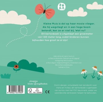 Kleine muis boek met groeimeter achterkant