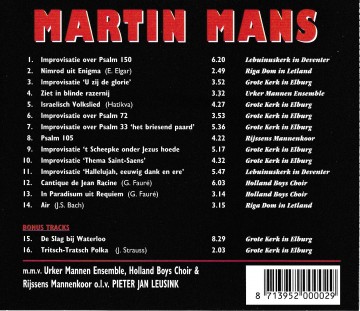 Mans martin   25 jaar organist   back