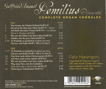 Marangoni felix   homilius complete organ chorales 2cd   back