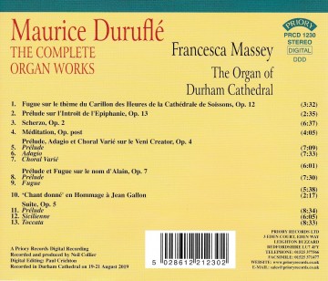 Massey fransesca   mautice durufle the complete organ works in durham cathedral   back