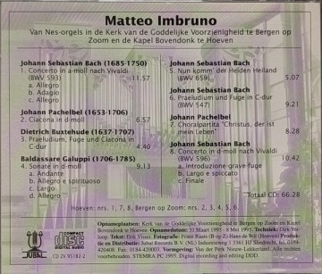 Matteo imbruno bespeelt de van nes orgels in de kerk van de goddelijke voorzienigheid te bergen op zoom en de kapel bovendonk te hoeven inhoud