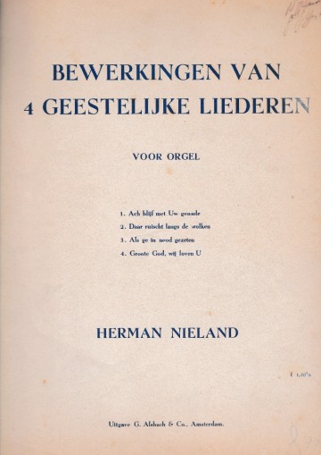 Nieland herman   bewerkingen van 4 geestelijke liederen voor orgel