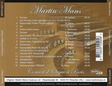 Op deze cd bespeelt martin mans het schitterende van den heuvel orgel in de saint eustache in parijs r