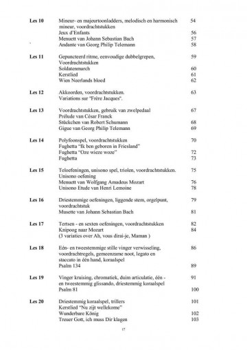Orgelcursus   index 2