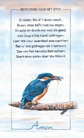 Posters bedezang voor het etenn