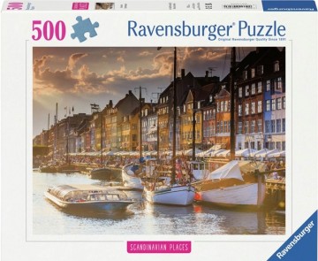 Ravensburger puzzel  zonsondergang in kopenhagen   legpuzzel   500 stukjes