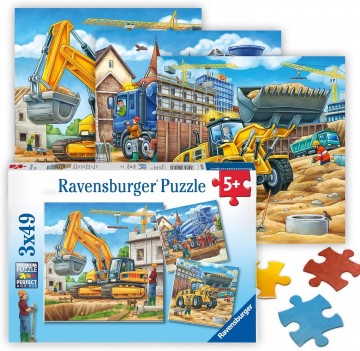 Ravensburger puzzel bouwmachines aan het werk   3x49 stukjes