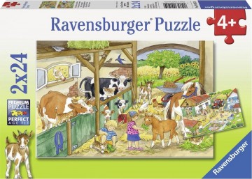 Ravensburger puzzel vrolijk boerderijleven   2 x 24 stukjes