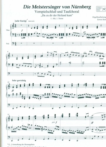 Wagner - (2) Transcripties orgel: opera 'Die Meistersinger, Tristan and Isolde, Parsifal'