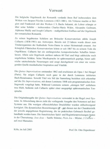 Callaerts, Joseph - 15 improvisaties voor orgel