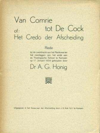 Honig, dr. A.G. - Van Comrie tot De Cock 