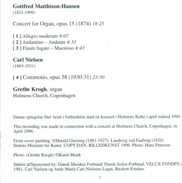 Krogh, Grethe - Gottfred Matthison and Carl Nielsen