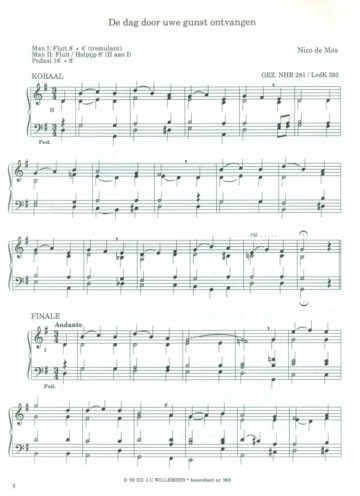 Mes, Nico de - Twee Koraalbewerkingen Morgenlied / Avondlied