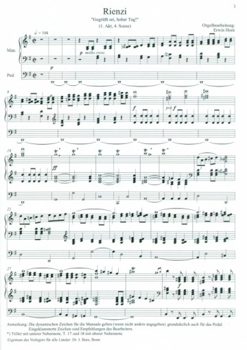 Wagner - (1) Transcripties orgel: opera Rienzi, de vliegende hollander, Tannhauser, Lohengrin