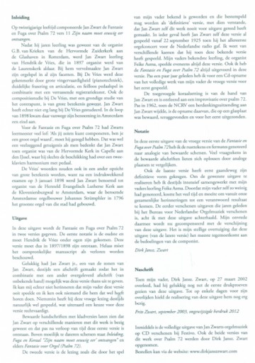 Zwart, Jan - Fantasie en Fuga Psalm 72: 11