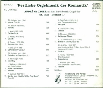 Jager, Andre de - Festliche orgelmusik der Romantik