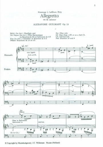 Guilmant, Alexandre - Alegretto en si mineur opus 19
