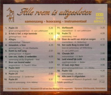 Alle roem is uitgesloten - Samenzang, Koorzang, instrumentaal