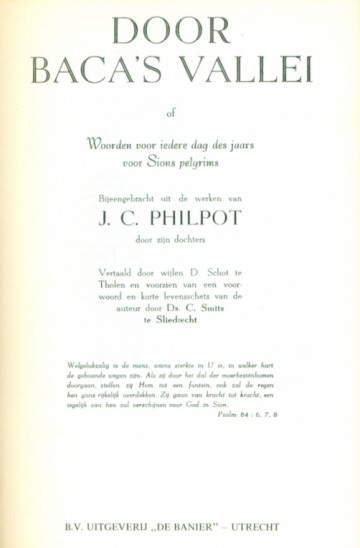 Philpot, ds. J.C. - Door Baca's vallei