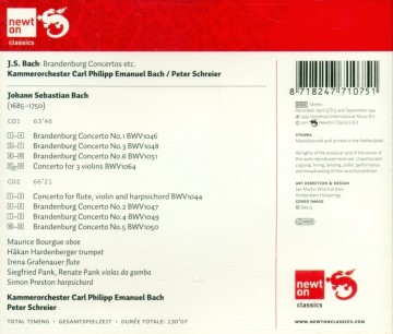 CPE Bach Chamber Orchestra - Bach Die Brandenburgischen Konzerte / Triple Concertos BWV 1044 & 1064