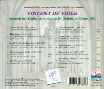 Vries, Vincent de - Orgelbespeling Seifert orgel St Gudula te Rhede, Duitsland