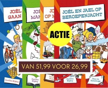 Uitgeverij de banier blijdorp janwillem   serie joel en jael   9789087181901  9789087183936  9789087185718  9789087188382 actie