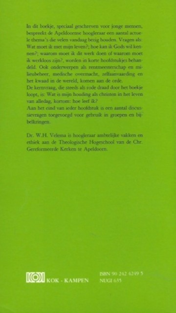 Zin in het leven  een boekje voor jongeren   dr wh velema 2